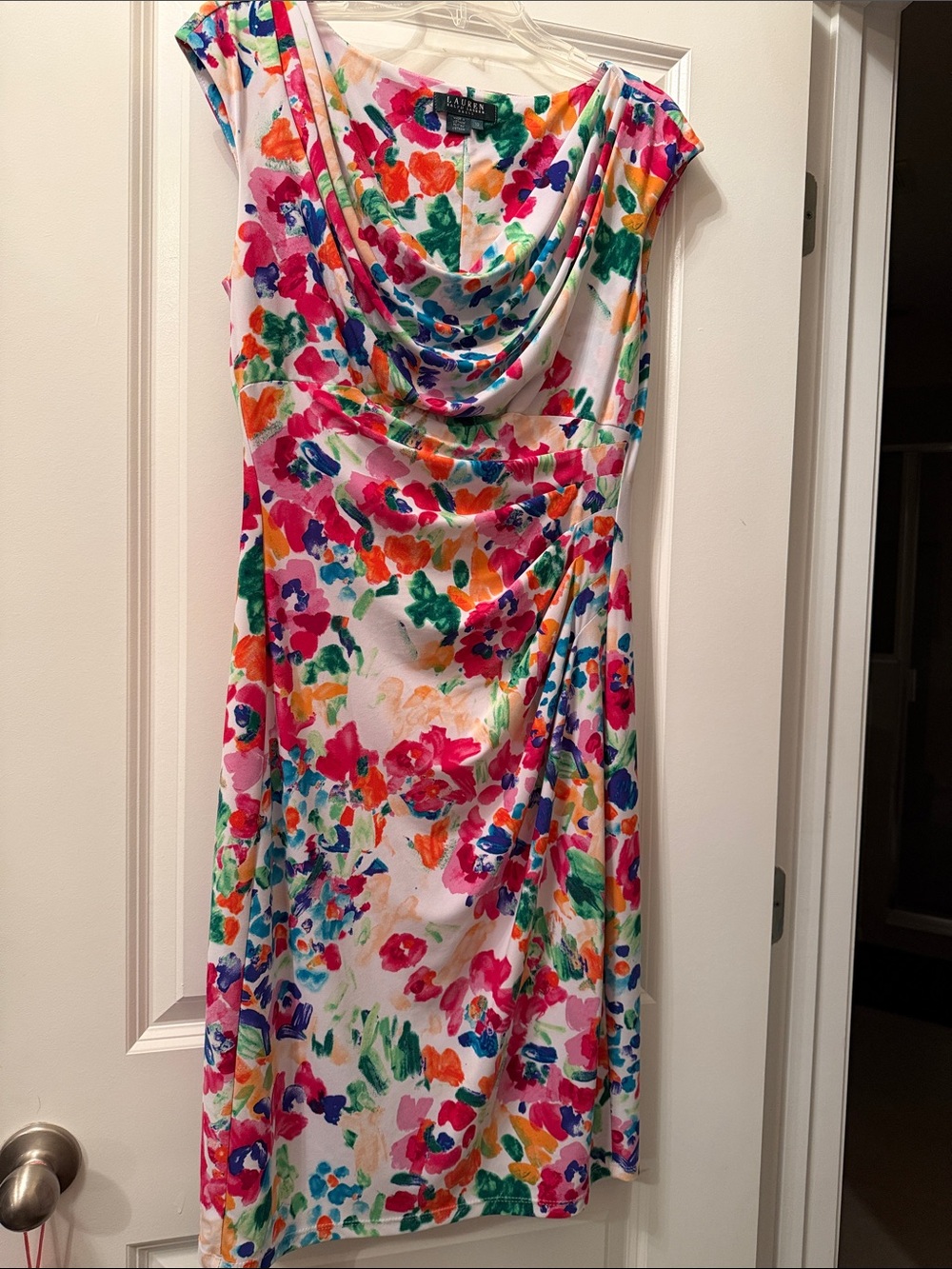 Ralph Lauren Multicolor Floral Cowl Neck Dress - White Base